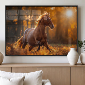 92144-MGV-FP-60X30-3P_Black-Sunset Horse Wall Art Canvas Print, Framed Horse Barn Art Picture Print, Majestic Horse Perfect Rustic Farmhouse Decor Artwork