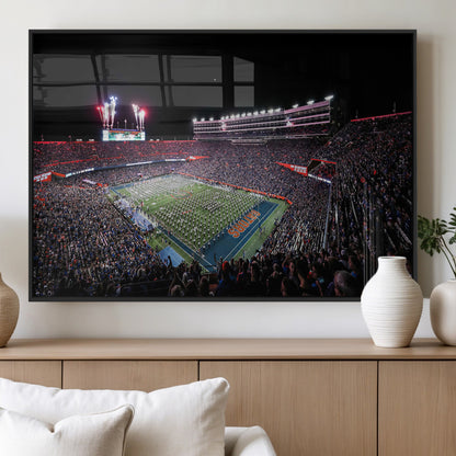 46899-MGV-FP-60X30-3P_Black-Ben Hill Griffin Stadium Wall Art Canvas Print, Framed Football Stadium Art Picture Print, Florida Football Stadium Perfect Sport