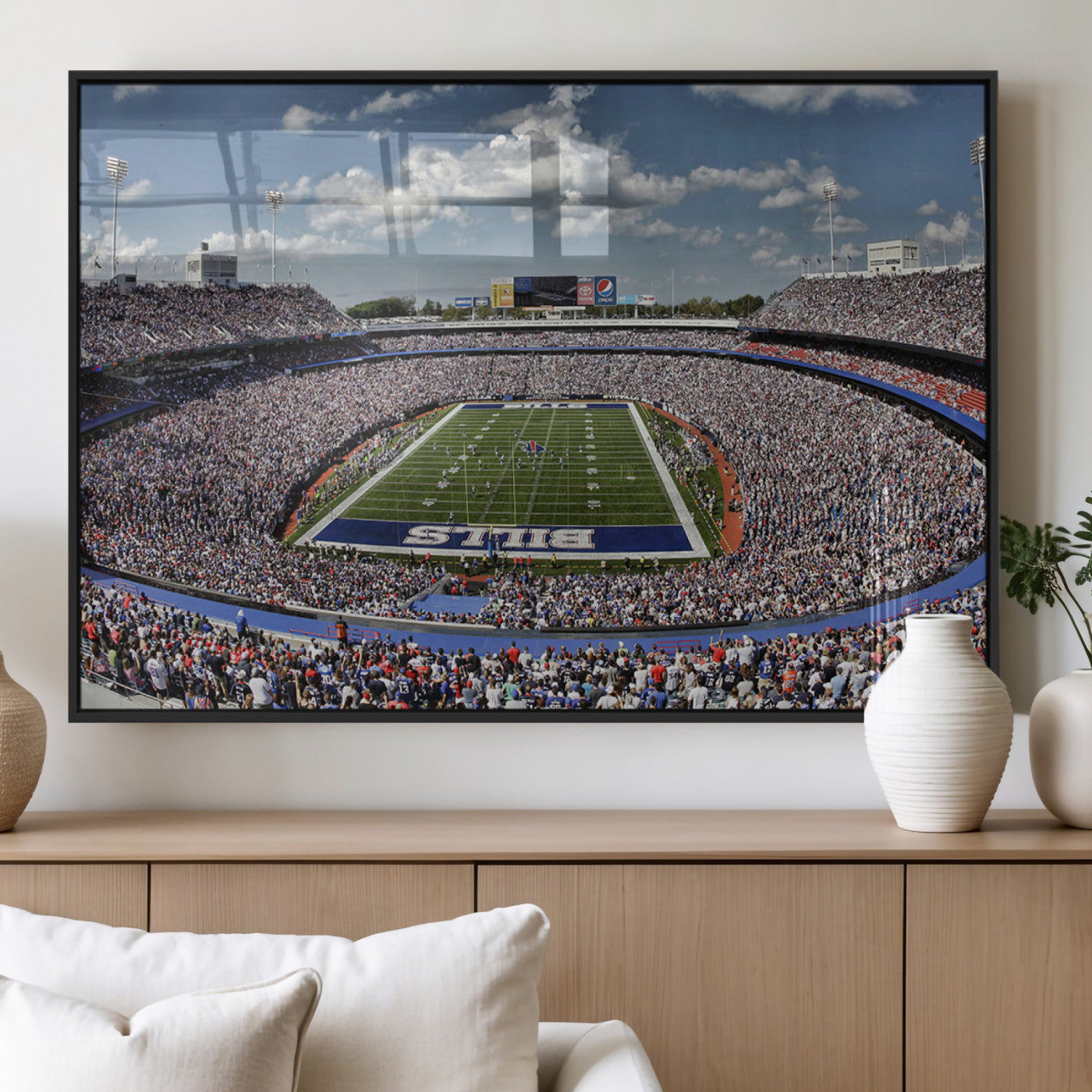 76491-MGV-FP-60X30-3P_Black-Buffalo Bills Stadium Wall Art Canvas Print, Framed Bills Stadium Art Picture Print, Highmark Stadium Perfect Sport Room Decor