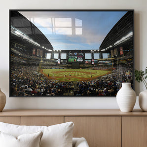 92672-MGV-FP-60X30-3P_Black-Chase Field Stadium Wall Art Canvas Print, Framed Arizona Stadium Art Picture Print, Chase Stadium Perfect Sports Room Decor