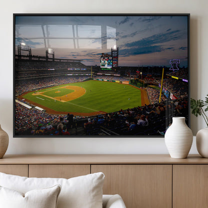 17415-MGV-FP-60X30-3P_Black-Philadelphia Phillies Stadium Wall Art Canvas Print, Framed Citizens Bank Park Art Picture Print, Phillies Stadium Field Perfect