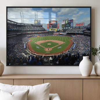 22910-MGV-FP-60X30-3P_Black-City Field Stadium Wall Art Canvas Print, Framed New York Stadium Art Picture Print, City Field Perfect Sport Room Decor Artwork