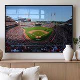 90998-MGV-FP-36X24-3P_Black-Baseball Stadium Wall Art – Canvas Print Day Game Field Packed Crowd Bright Blue Sky Sports Photography, Classic Decor for Game