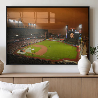 31315-MGV-FP-36X24-3P_Black-Oracle Park Stadium Wall Art Canvas Print, Framed California Stadium Art Picture Print, Oracle Park Field Perfect Sport Room Decor