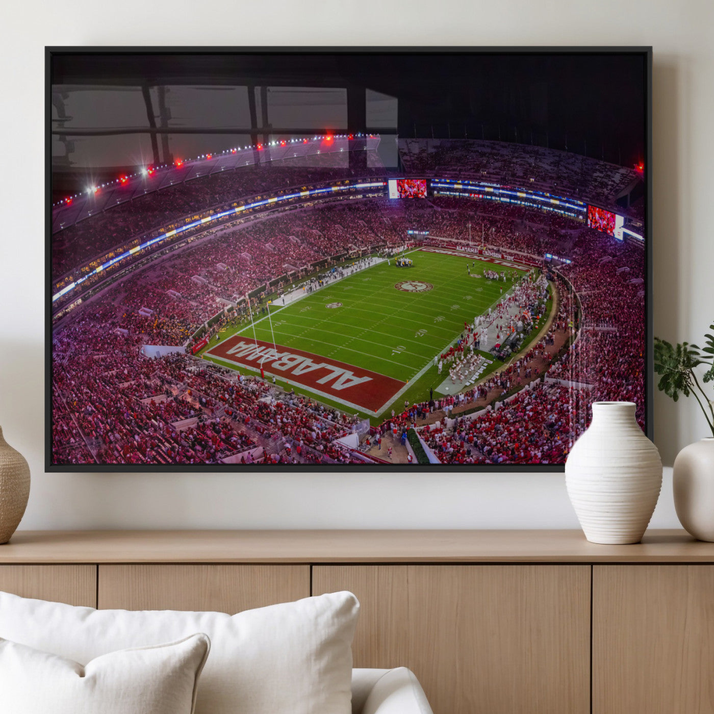 11343-MGV-FP-36X24-3P_Black-Bryant-Denny Stadium Wall Art – Panoramic Alabama Crimson Tide Football Field Canvas Print, Game Day Decor for Office, Man Cave or