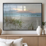 Test1001-MGV-FP-36X24-3P_Black-Coastal Beach Wall Art – Panoramic Ocean Waves and Sandy Dunes Canvas Print, Serene Seascape with Sea Oats for Relaxing Home or