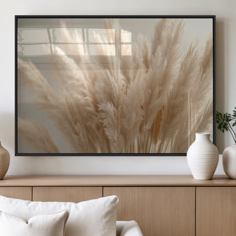 50300-MGV-FP-60X30-3P_Black-Pampas Grass Wall Art Canvas Print, Framed Minimalist Pampas Grass Art Picture Print, Beige Pampas Grass Perfect Minimalist Boho