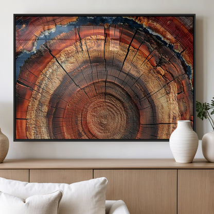 28555-MGV-FP-60X30-3P_Black-Tree Ring Wall Art – Rustic Wood Grain Canvas Print, Natural Texture Abstract Artwork Poster for Living Room, Bedroom, Office,