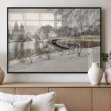 60292-MGV-FP-36X24-3P_Black-Central Park Winter Wall Art – Snowy Bow Bridge Canvas Print, Scenic New York City Landscape Photography for Living Room, Bedroom