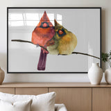67752-MGV-FP-36X24-3P_Black-Cardinal Couple Wall Art – Male and Female Cardinal Canvas Print, Romantic Bird Artwork for Nature Lovers, Living Room, Bedroom,