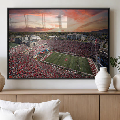 51135-MGV-FP-36X24-3P_Black-Indiana Hoosiers Stadium Wall Art – Panoramic Football Canvas Print with Game Day Crowd and Sunset Sky, Sports Artwork for Man