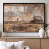 FARM2-MGV-FP-36X24-3P_Black-Rustic Farmhouse Wall Art Canvas Print, Framed Old Barn Art Picture Print, Southwestern Farmhouse Perfect Rustic Decor Artwork