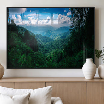 74439378-MGV-FP-36X24-3P_Black-Tropical Jungle Wall Art Canvas Print, Framed Lush Valley Art Picture Print, Forest Mountains Perfect Tropical Wilderness Decor