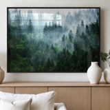 17393683-MGV-FP-36X24-3P_Black-Misty Forest Art Wall Art Canvas Print, Framed Foggy Mountain Art Art Picture Print, Scenic Wall Print Perfect Decor Artwork