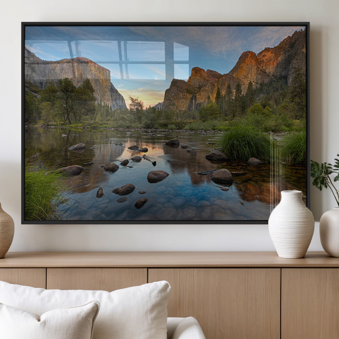 55893831-MGV-FP-36X24-3P_Black-Yosemite Valley Wall Art Canvas Print, Framed El Capitan Art Picture Print, Sierra Landspace Perfect Rustic Nature Decor Artwork