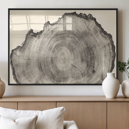 98921313-MGV-FP-60X30-3P_Black-Tree Ring Wall Art Canvas Print, Framed Wood Slice Art Picture Print, Minimalist Wood Perfect Rustic Academic Decor Artwork