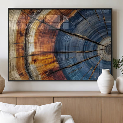 96890915-MGV-FP-36X24-3P_Black-Abstract Tree Ring Wall Art – Rustic Nature Canvas Print with Wood Grain Texture, Modern Earth Tone Artwork for Office, Living