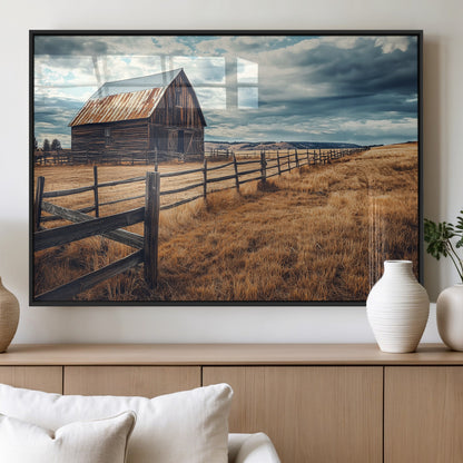 69356982-MGV-FP-36X24-3P_Black-Old Barn Wall Art Canvas Print, Framed Rustic Fence Art Picture Print, Wooden Farmhouse Perfect Rustic Farmhouse Decor Artwork