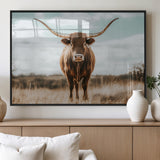 39350715-MGV-FP-36X24-3P_Black-Texas Longhorn Wall Art Canvas Print, Framed Longhorn Cow Art Picture Print, Western Cattle Perfect Rustic Western Decor Artwork