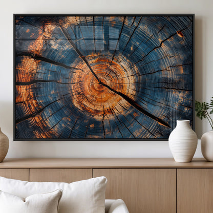 81894502-MGV-FP-36X24-3P_Black-Burnt Wood Wall Art Canvas Print, Framed Aged Timber Art Picture Print, Rustic Tree Slice Perfect Rustic Decor Artwork for Home,