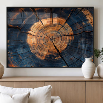 18975622-MGV-FP-36X24-3P_Black-Burnt Wood Wall Art Canvas Print, Framed Aged Timber Art Picture Print, Rustic Tree Slice Perfect Rustic Decor Artwork for Home,