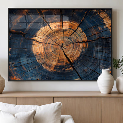 18975622-MGV-FP-36X24-3P_Black-Burnt Wood Wall Art Canvas Print, Framed Aged Timber Art Picture Print, Rustic Tree Slice Perfect Rustic Decor Artwork for Home,