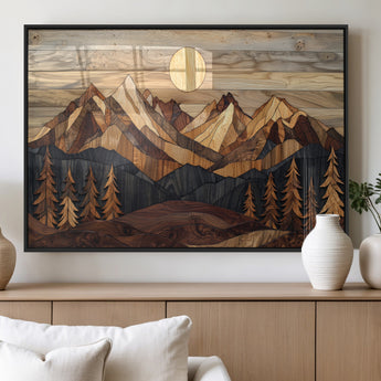 39116082-MGV-FP-60X30-3P_Black-Wood Mountain Landscape Wall Art Canvas Print, Framed Sunset Hills Art Picture Print, Abstract Nature Perfect Boho Decor Artwork