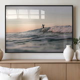 58502923-MGV-FP-60X30-3P_Black-Wave Rider Wall Art Canvas Print, Framed Ocean Wave Art Picture Print, Riding Surf Perfect Sunset Surf Decor Artwork