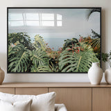 45700479-MGV-FP-60X30-3P_Black-Monstera Leaves Wall Art Canvas Print, Framed Tropical Ocean Art Picture Print, Tropical Foliage Perfect Tropical Coastal Jungle