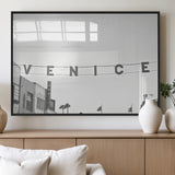 68254589-MGV-FP-60X30-3P_Black-Venice Sign Wall Art Canvas Print, Framed Venice Letters Art Picture Print, Los Angeles Perfect Minimalist Urban Decor Artwork