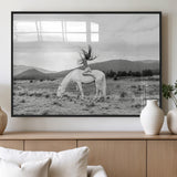 62789800-MGV-FP-60X30-3P_Black-White Horse Wall Art Canvas Print, Framed Woman Rider Art Picture Print, Equestrian Pose Perfect Western Boho Decor Artwork