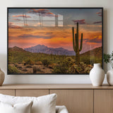 25332783-MGV-FP-60X30-3P_Black-Saguaro Cactus Wall Art Canvas Print, Framed Arizona Sunset Art Picture Print, Sonoran Desert Perfect Southwestern Boho Decor