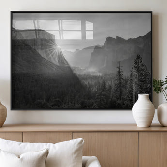 39278955-MGV-FP-60X30-3P_Black-Yosemite Valley Wall Art Canvas Print, Framed El Capitan Art Picture Print, Misty Mountain Perfect Modern Rustic Decor Artwork