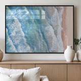 17641845-MGV-FP-36X24-3P_Black-Aerial Ocean Wall Art Canvas Print, Framed Blue Waves Art Picture Print, Sandy Shoreline Perfect Modern Coastal Decor Artwork