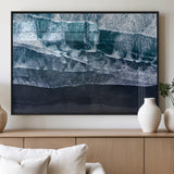 87941475-MGV-FP-36X24-3P_Black-Black Beach Wall Art Canvas Print, Framed Aerial Ocean Art Picture Print, Moody Coastal Perfect Modern Coastal Decor Artwork