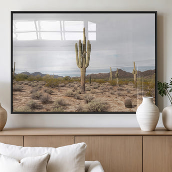 96147924-MGV-FP-36X24-3P_Black-Saguaro Cactus Wall Art Canvas Print, Framed Desert Cactus Art Picture Print, Earthy Desert Perfect Southwestern Boho Decor
