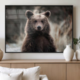 47112103-MGV-FP-36X24-3P_Black-Brown Bear Wall Art Canvas Print, Framed Forest Wildlife Art Picture Print, Woodland Bear Perfect Rustic Cabin Decor Artwork
