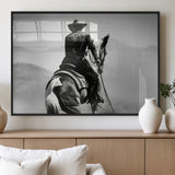 83102464-MGV-FP-60X30-3P_Black-Western Cowboy Wall Art Canvas Print, Framed Monochrome Horse Art Picture Print, Western Equestrian Perfect Rustic Western Decor