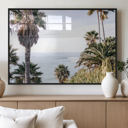 51404565-MGV-FP-36X24-3P_Black-Palm Trees Wall Art Canvas Print, Framed Ocean Breeze Art Picture Print, Coastal View Perfect Tropical Coastal Decor Artwork