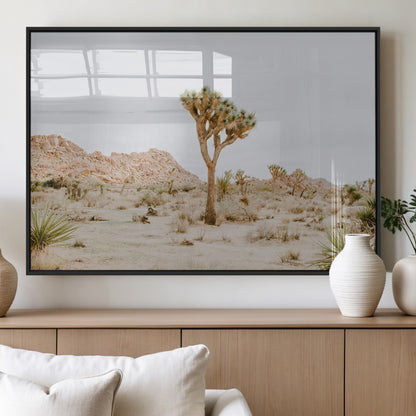 67109959-MGV-FP-36X24-3P_Black-Joshua Tree Wall Art Canvas Print, Framed Neutral Desert Art Picture Print, Earthy Landscape Perfect Neutral Boho Decor Artwork