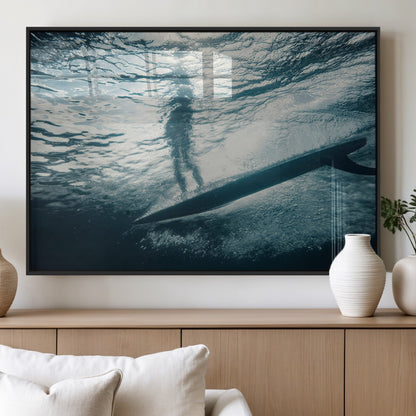 71192524-MGV-FP-36X24-3P_Black-Submerged Surf Wall Art Canvas Print, Framed Underwater Perspective Art Picture Print, Ocean Surf Perfect Coastal Adventure Decor