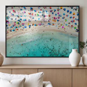 76172085-MGV-FP-60X30-3P_Black-Tropical Shoreline Wall Art Canvas Print, Framed Beach Relaxing Art Picture Print, Aerial Summer Perfect Coastal Vibrant Decor