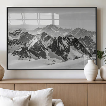 46884246-MGV-FP-36X24-3P_Black-Snowy Mountain Wall Art Canvas Print, Framed Mountain Peaks Art Picture Print, Alpine Mountains Perfect Minimalist Alpine Decor