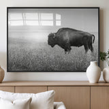 28435251-MGV-FP-36X24-3P_Black-Bison In Prairie Wall Art Canvas Print, Framed Rustic Wildlife Art Picture Print, Wild Buffalo Perfect Rustic Western Decor