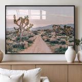 12540952-MGV-FP-60X30-3P_Black-Joshua Tree Park Wall Art Canvas Print, Framed Desert Road Art Picture Print, Sunset Drive Perfect Southwestern Boho Decor Artwork