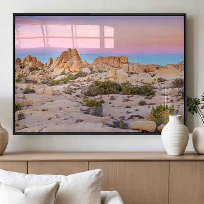 96167137-MGV-FP-60X30-3P_Black-Vibrant Sunset Sky Wall Art Canvas Print, Framed Joshua Tree Art Picture Print, Rugged Terrain Perfect Southwestern Boho Decor
