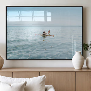 32624554-MGV-FP-60X30-3P_Black-Swimming Relaxation Wall Art Canvas Print, Framed Peaceful Water Art Picture Print, Clear Sea Perfect Minimalist Aquatic Decor