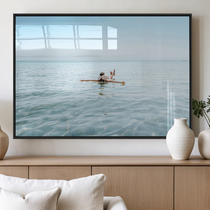 32624554-MGV-FP-60X30-3P_Black-Swimming Relaxation Wall Art Canvas Print, Framed Peaceful Water Art Picture Print, Clear Sea Perfect Minimalist Aquatic Decor
