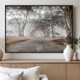 87090469-MGV-FP-60X30-3P_Black-Cypress Tunnel Wall Art Canvas Print, Framed Misty Road Art Picture Print, Foggy Trees Perfect Rustic Woodland Decor Artwork