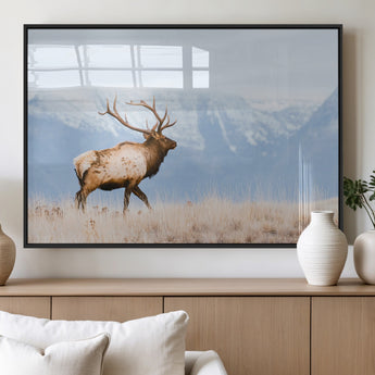 96024025-MGV-FP-36X24-3P_Black-Elk Photography Wall Art Canvas Print, Framed Mountain Wildlife Art Picture Print, Rustic Lodge Decor Perfect Rustic Lodge Decor